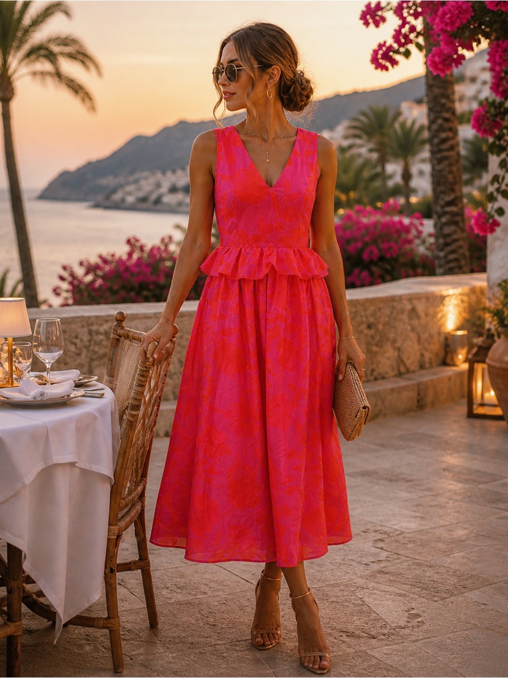 Kate Spade x Target Pink Floral Midi Dress Size 4 | Limited Collab Garden Party